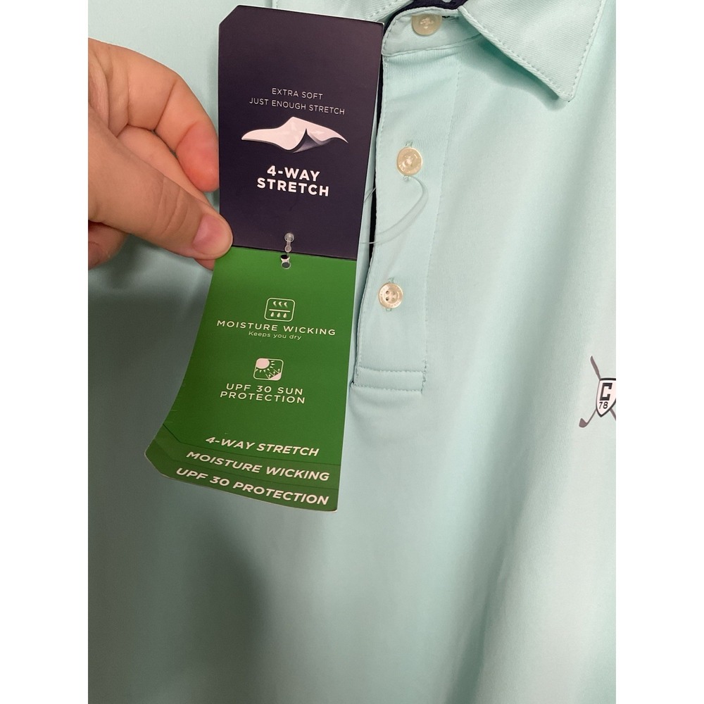 CHAPS Golf Polo Men's Size L Aruba Blue/Light Turquoise Shorts Sleeve Shirt UPF - Picture 6 of 14